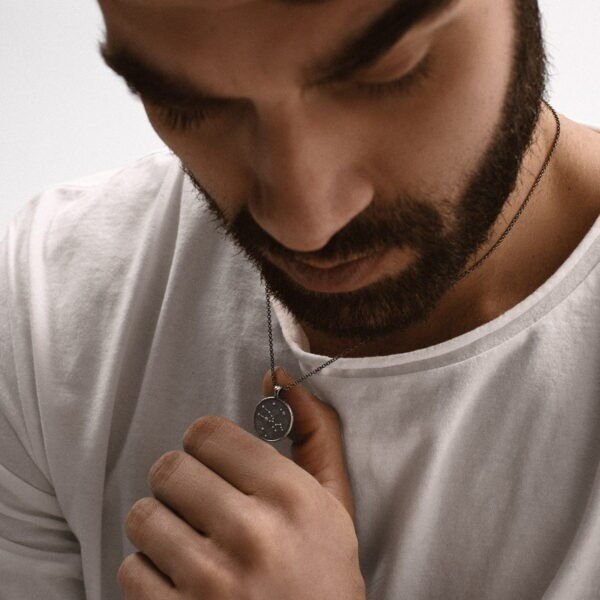 MENDEL Men's Taurus Bull Zodiac Necklace - Stainless Steel Pendant, 24" Chain