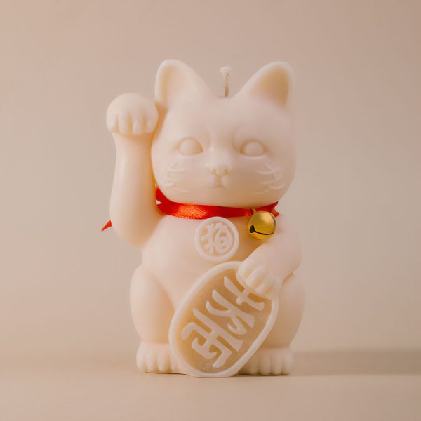 Maneki Neko Weiße Kerze swieca-lucky-cat-120-3