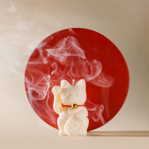 Maneki Neko Weiße Kerze swieca-lucky-cat-90-3